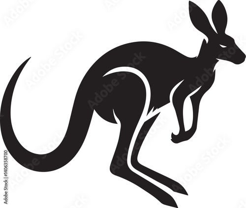 Black silhouette vector of kangaroo