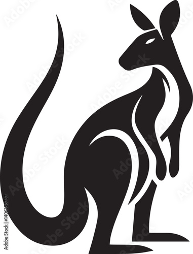 Black silhouette vector of kangaroo