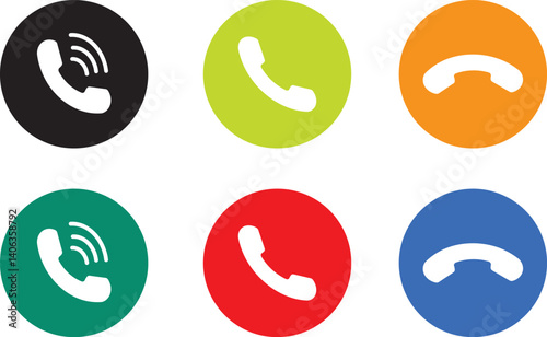 Accept and decline incoming call icons in flat style. Phone call icon. Telephone icon symbol, Vector illustration image. Isolated on white backgroun,
