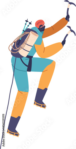 Sportsman climbing enjoying winter sport