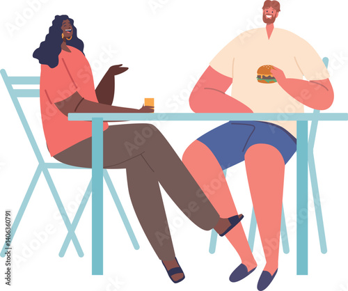 Happy couple rest in cafe