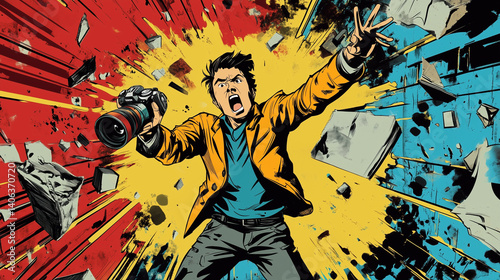 Powerful comic-style image of a reporter symbolizing courage and voice of truth on World Press Freedom Day

