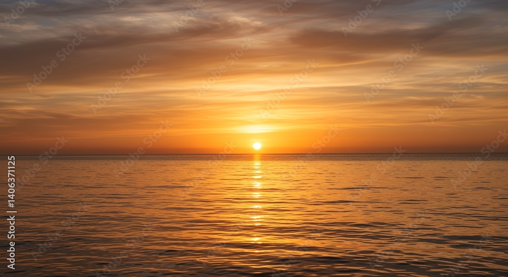 Fototapeta premium Ocean Sunset with Golden Light Reflecting on Water Surface
