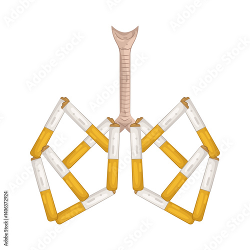 Illustration of Lungs shape with cigarettes