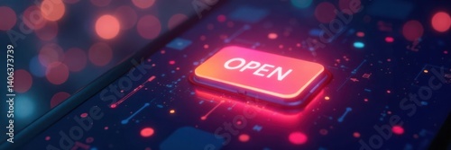 Modern app open button on a touchscreen screen, smartphone, interactive icon, app icon