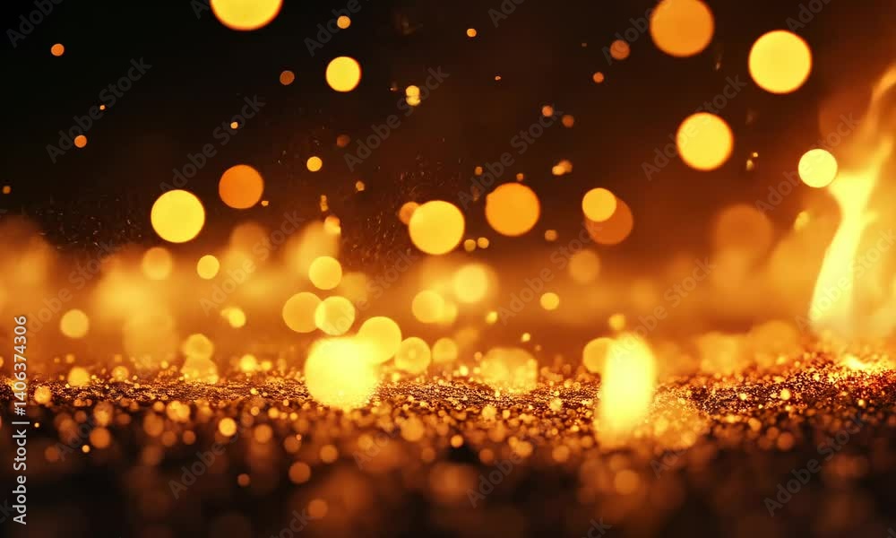 Sparkling Golden Particles Flowing Abstract Background Sparkling Golden Particles Flowing Abstract Background