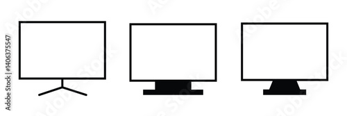 set of computer icon. monitor icon with flat style.