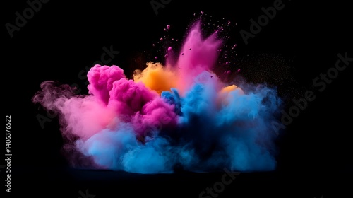 Vibrant Color Explosion on Black Background.