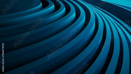 This abstract image features smooth blue curved lines that create a dynamic and modern design. The fluid waves evoke a sense of tranquility and elegance.