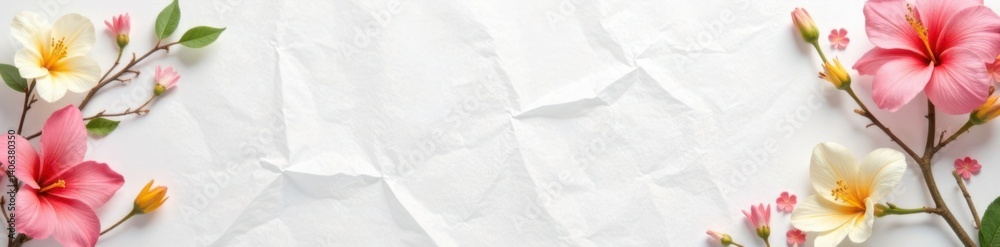 Obraz premium Softly wrinkled white paper background with visible fibers and slight creasing, textured white paper, wrinkled paper