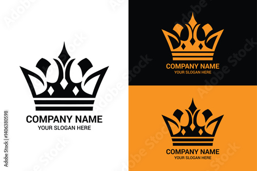 A modern and stylish crown logo design for businesses with customizable company name and slogan