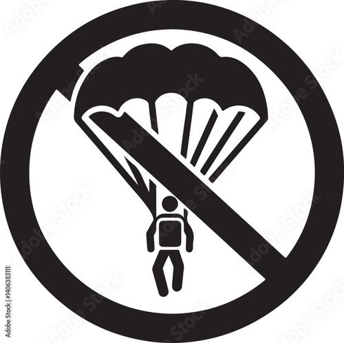 Black silhouette. Parachutist in flight. Set of skydivers. Flat vector illustration isolated on a white background