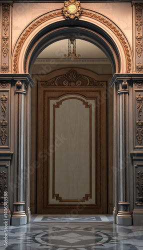 Wallpaper Mural large wooden door with a clock above it Torontodigital.ca