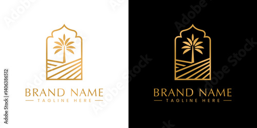 Palm Tree Logo Template. Universal creative premium symbol. Vector illustration. Creative Minimal design template