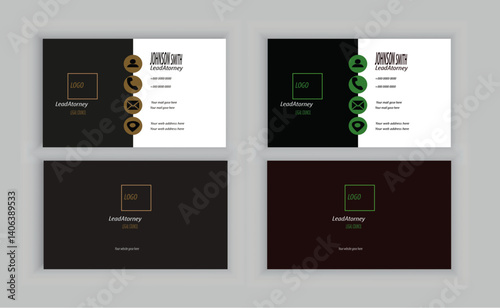 Double-sided creative business card template. Portrait and landscape orientation. Horizontal and vertical layout. Vector illustration