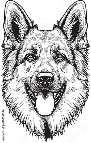 German Shepherd Black Silhouette Vector on Clean White Background