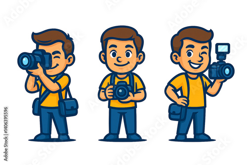 photographer funny cartoon mascot character logo illustration