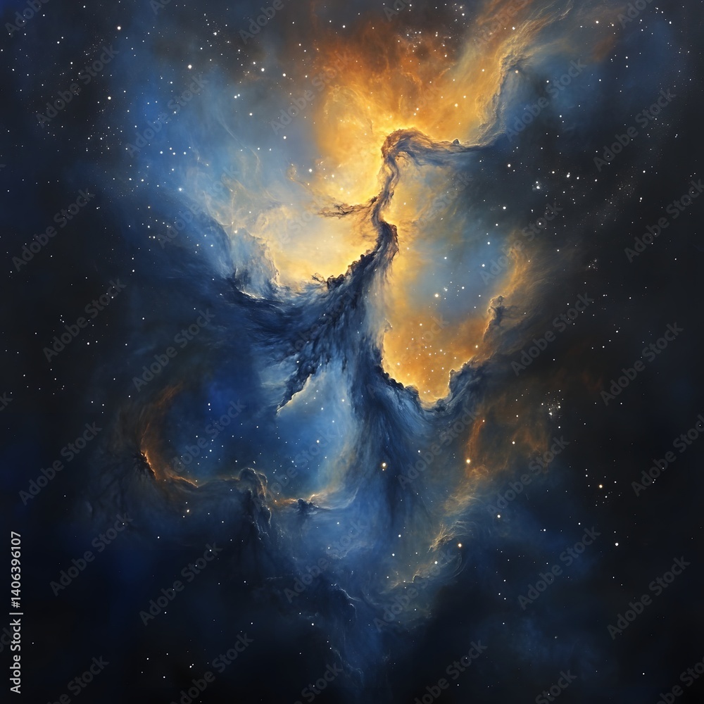 Fototapeta premium Cosmic Nebula, swirling colors, deep space