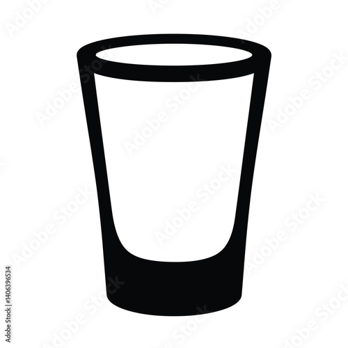Shot glass silhouette. This image shows a black silhouette of a shot glass with a clean and minimal design. Vector illustration black clipart design.