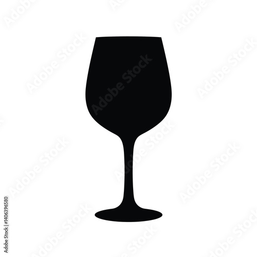 Wine cup silhouette. This image shows a black silhouette of a wine cup with a stem and base. Vector illustration black clipart design.