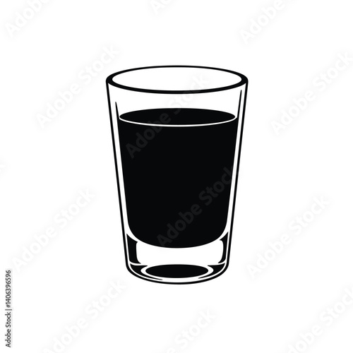 Tequila shot silhouette. This image showcases a black silhouette of a tequila shot glass with a simple and sleek design. Vector illustration black clipart design.
