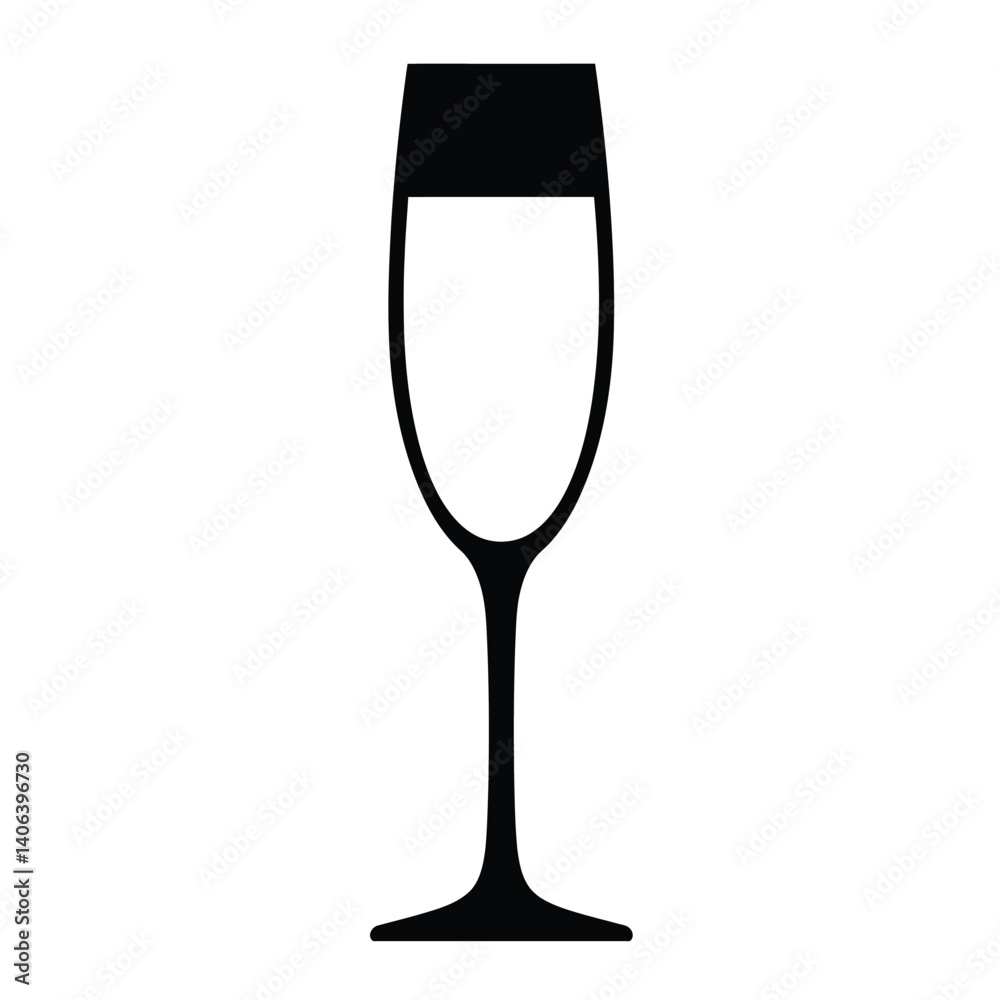 Champagne glass silhouette. This image shows a black silhouette of a champagne glass with a sleek and elegant design. Vector illustration black clipart design. Champagne glass silhouette. This image shows a black silhouette of a champagne glass with a sleek and elegant design. Vector illustration black clipart design.