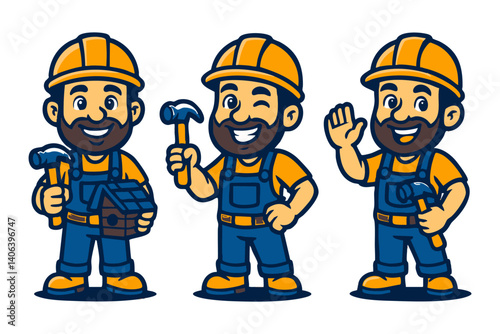 roofer man funny cartoon mascot character logo illustration