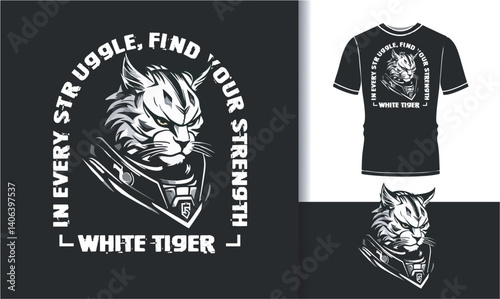 White Tiger Robot T-shirt Design