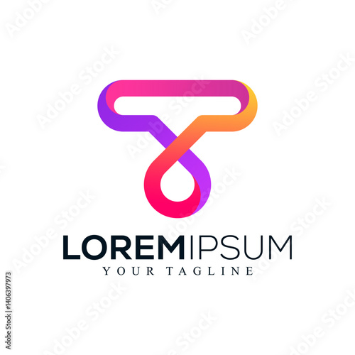 Abstract letter T logo design
