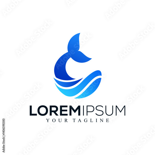 Abstract whale logo design