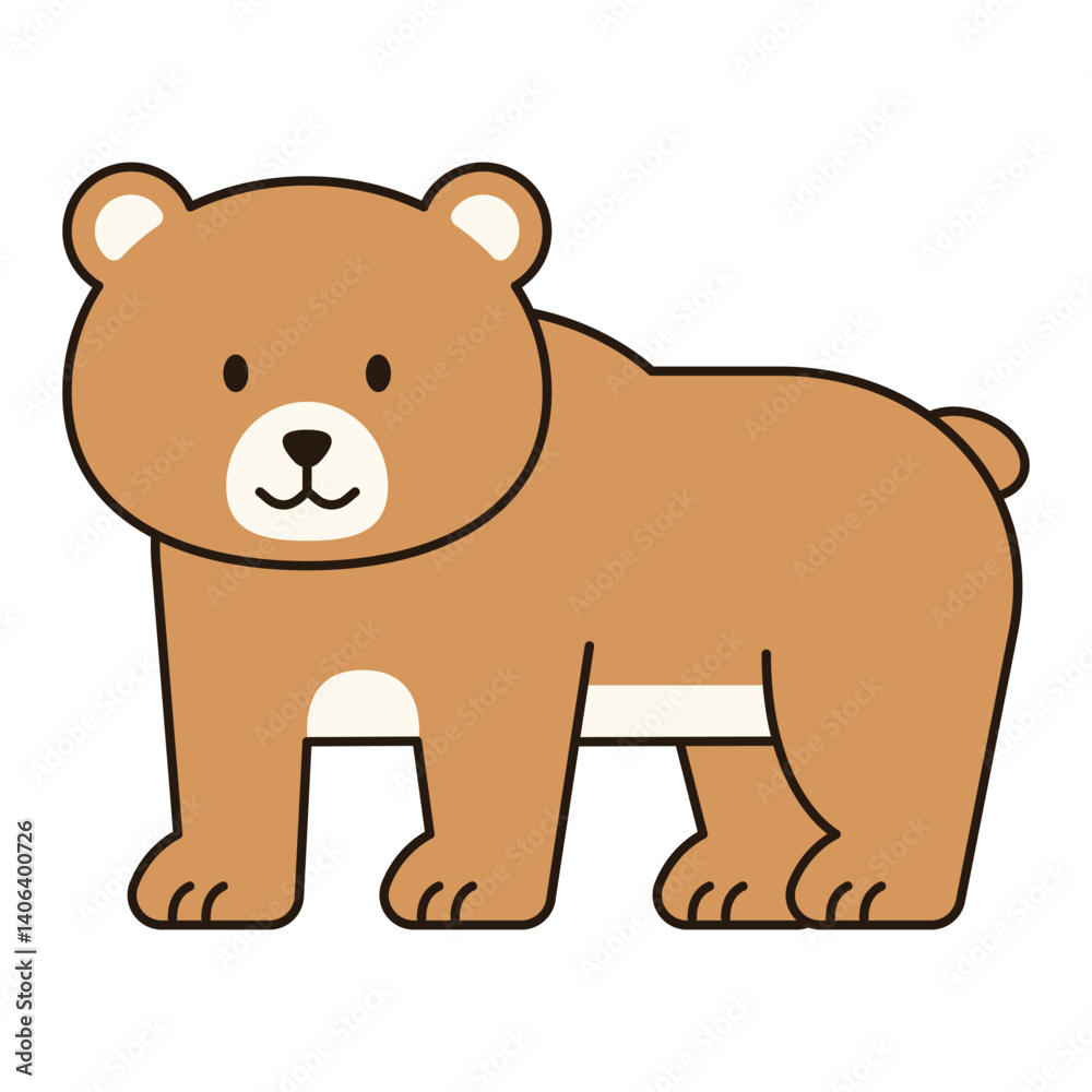 BEAR wild animal cute icon kawaii style illustration safari clean flat vector simple outline doodle drawing  isolated element sticker kiddy decorative 