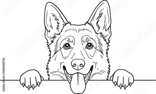 German Shepherd Black Silhouette Vector on Clean White Background