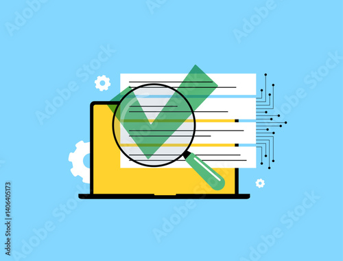 Automated survey analysis tools offer fast insights into customer satisfaction, helping improve service quality and guide decision-making. AI automated survey analysis vector illustration and icons