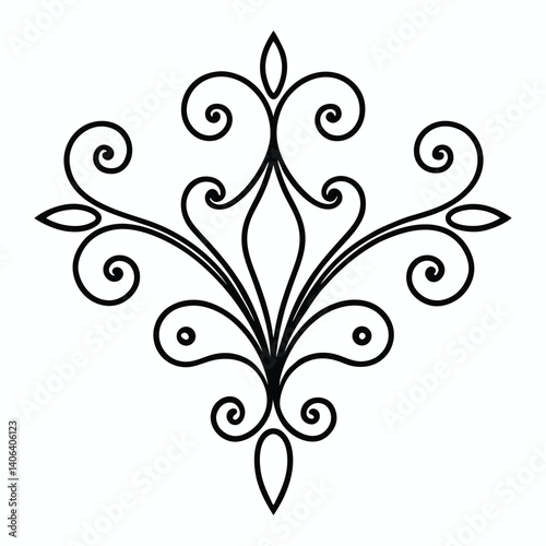 
Decorative Swirl Elegant, black and white scrolls ornate design vintage style, Fancy lines Ornamental Perfect design Element, Filigree calligraphy motif Decoration for card