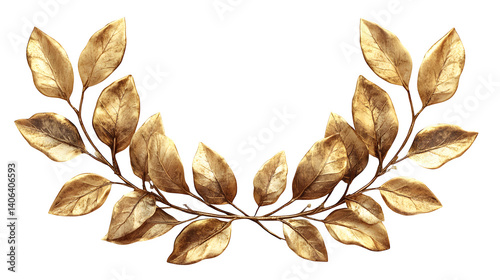 Gold laurel wreath isolated on white background, HD, realistic
