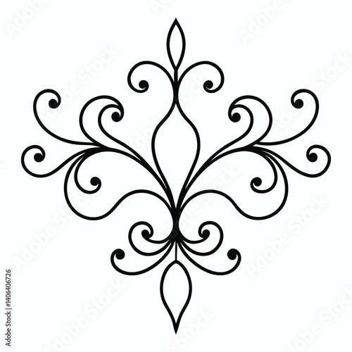 
Decorative Swirl Elegant, black and white scrolls ornate design vintage style, Fancy lines Ornamental Perfect design Element, Filigree calligraphy motif Decoration for card