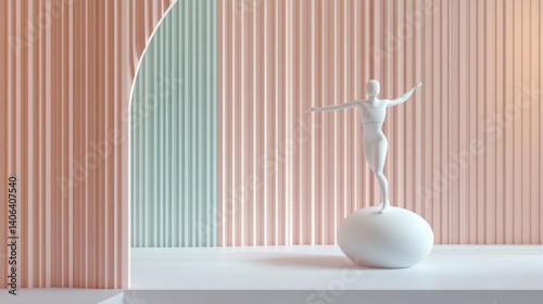 Pale Figure Balances on Sphere, Pastel Stage