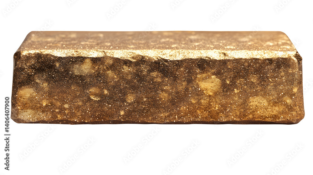 Gold rectangle shape with shine isolated on white background