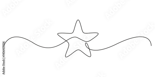 Star icon line continuous one line drawing. Single line star icon vector illustration