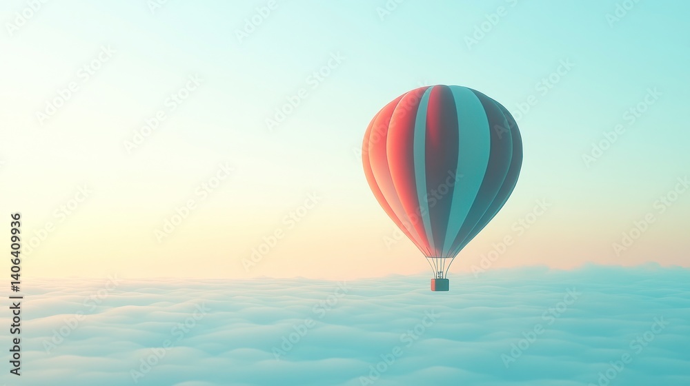 Obraz premium Hot air balloon floats above clouds at sunrise