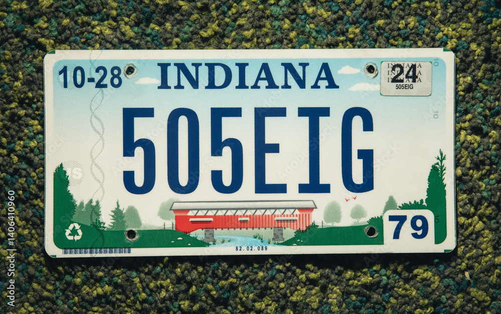 Obraz premium Indiana License Plate for driving and dmv