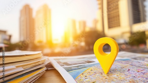 Detailed map featuring a pin marking a specific location representing success and achievement in a geographical context