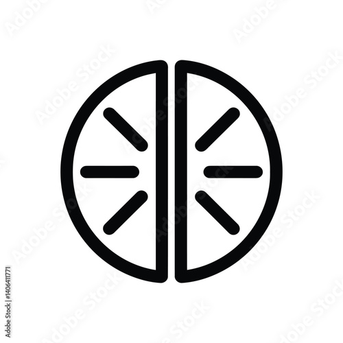 Abstract Halved Sphere with Symmetrical Dashes on Transparent Background