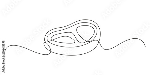 
Continuous one line drawing beef steak vector illustration. Continuous black line simple beef steak drawing. Graphic illustration