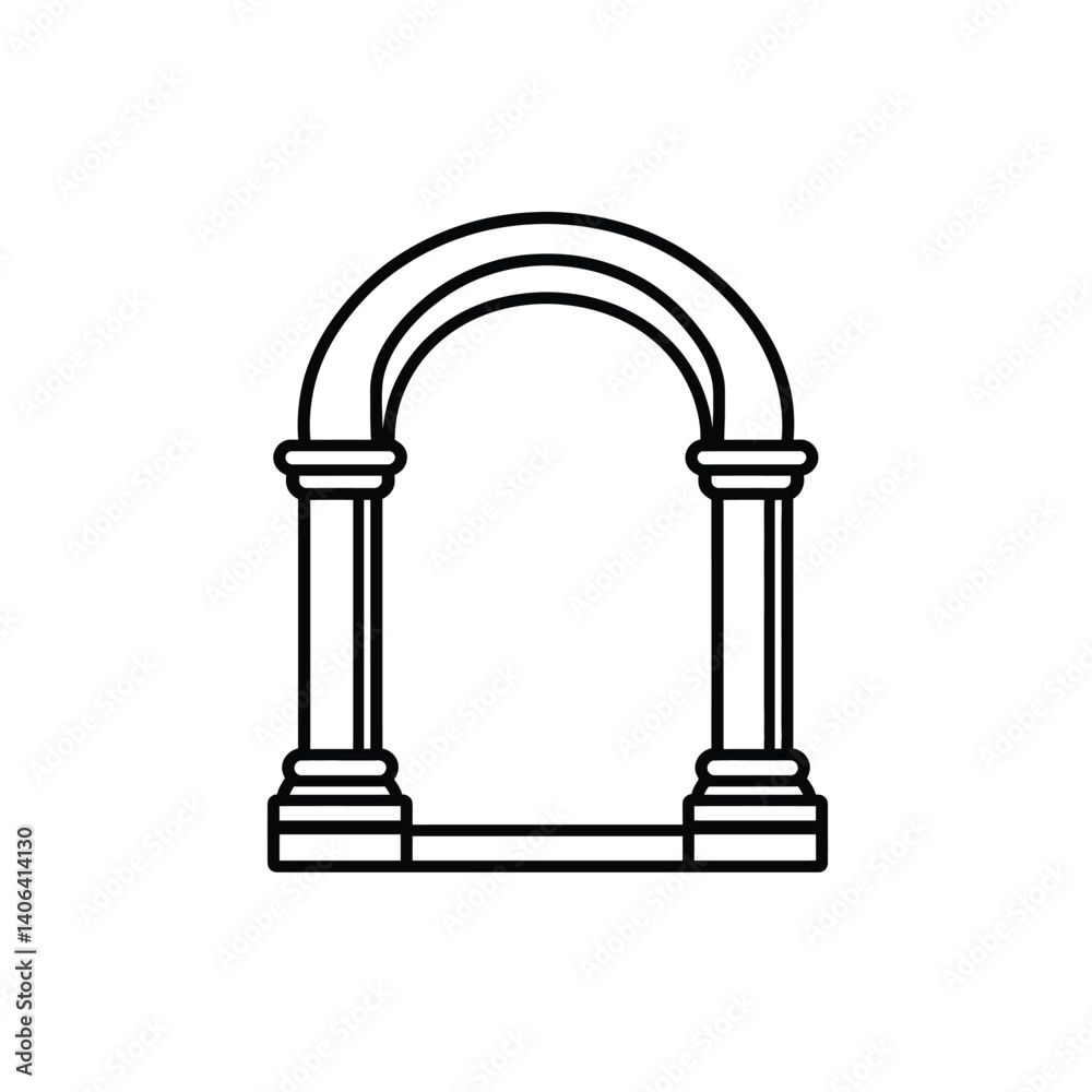 Archway Icon with Outline Style, Symmetry Design on Transparent Background Archway Icon with Outline Style, Symmetry Design on Transparent Background