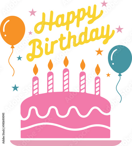 Happy Birthday clipart icon set vector on white background.