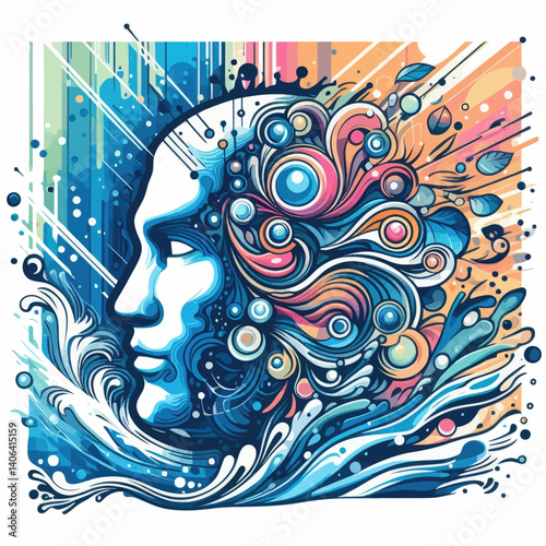 Abstract and artistic vector file of the mind