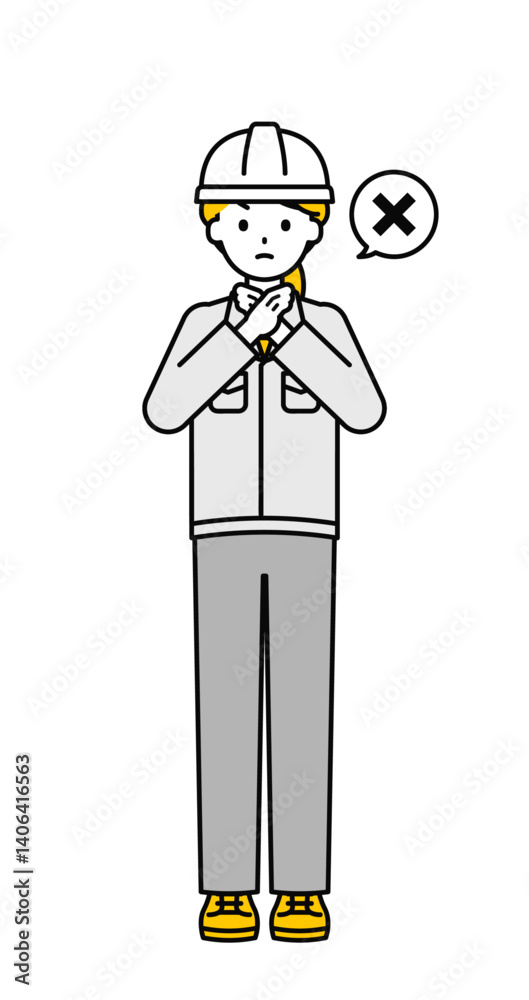 全身のポーズ_シンプルな作業員の女性14