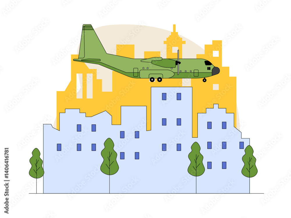 Fototapeta premium Aircraft illustration. Modern transportation illustration. City vehicle concept. Flat vector illustration.