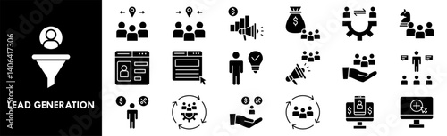 Lead Generation icon collection set. Containing design customer, business, marketing, technology, online